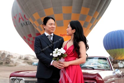 Cappadocia Photo Shoot with Classic Car and Flying Dress