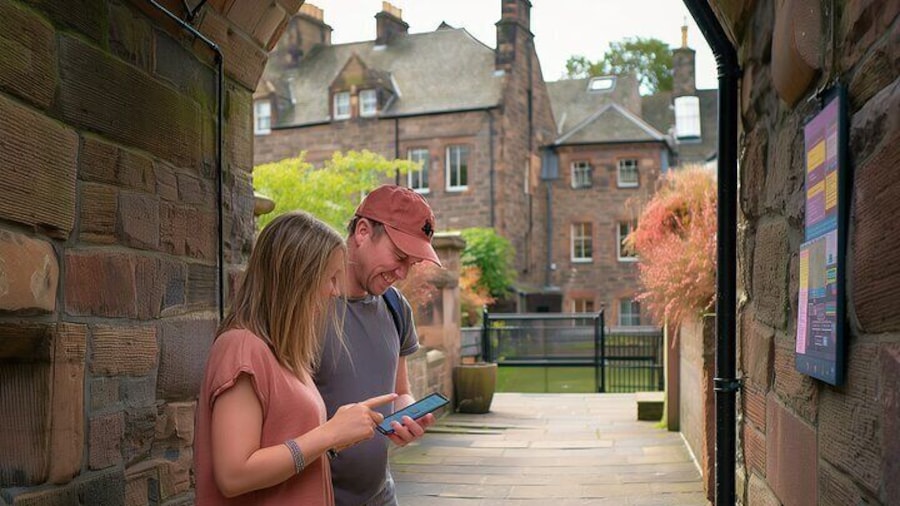 Private audiobook city rally around Dean Village in Edinburgh