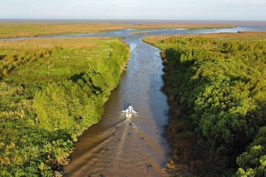 A photo captured with a drone near the Rio de la Plata.