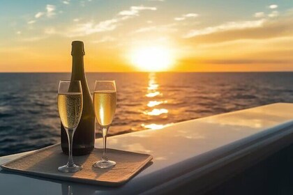 Sunset on a Yacht on the Torrevieja Coast with Champagne