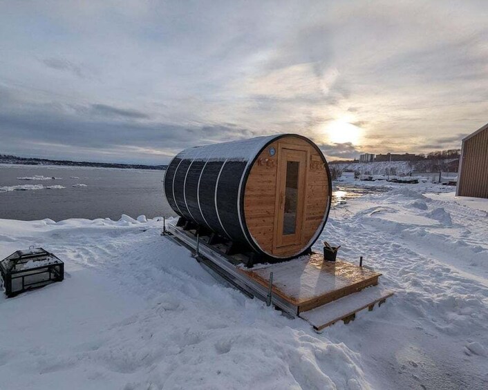 Picture 6 for Activity Quebec City: Ice Canoeing with Hot Chocolate & Sauna