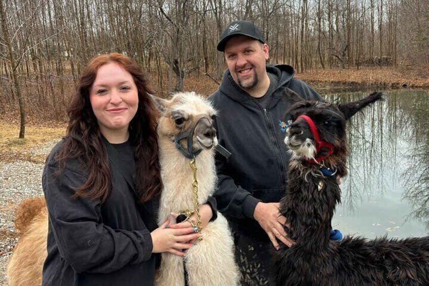 Llama hike Dancing Goat Therapy Farm