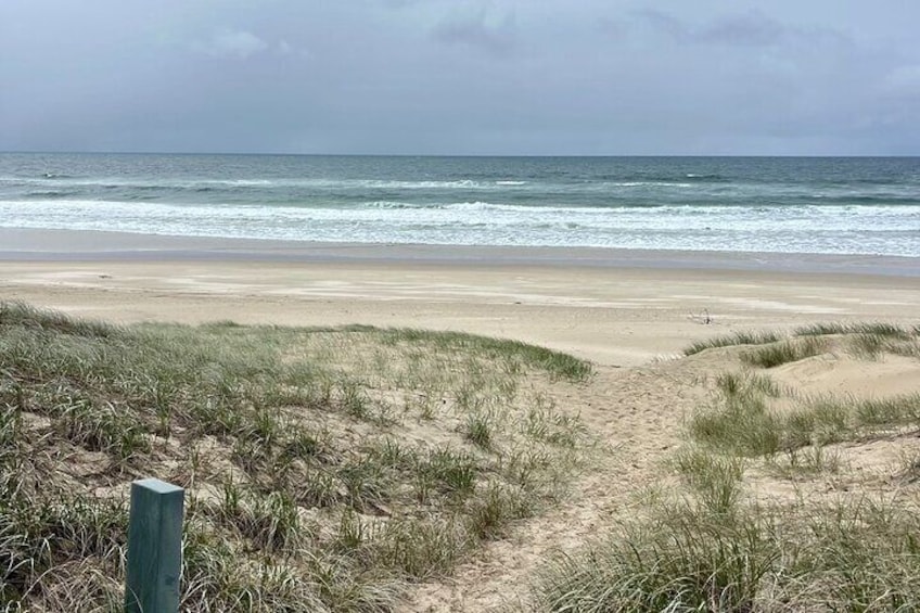 View of pristine eastern beach of South Stradbroke Island.