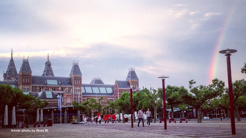 Rear Exterior of Van Gogh Museum with rainbow