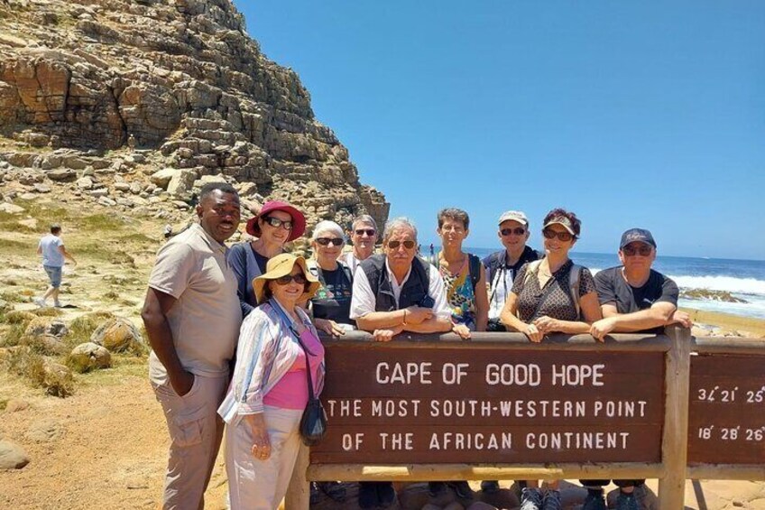 At the extreme southern western tip of the African continent, previously called the cape of storms by Bartelemeu Diaz.