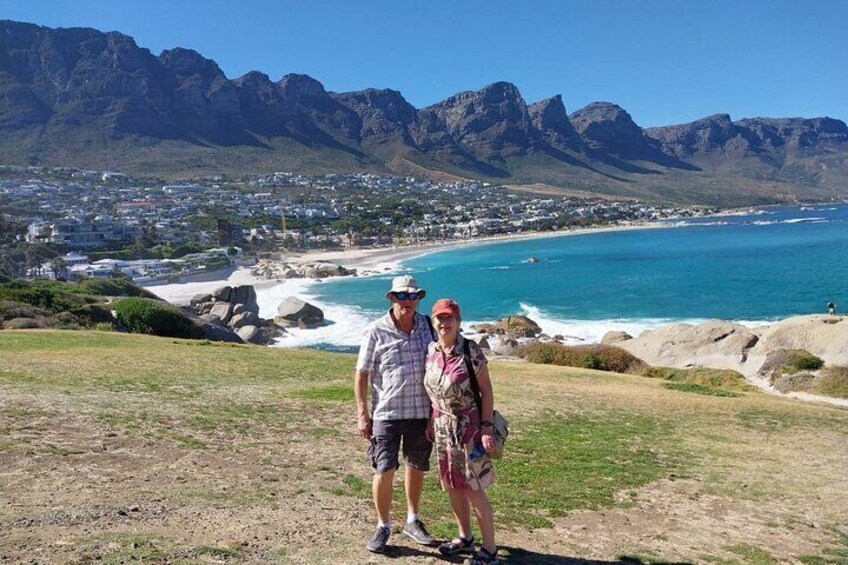 At maiden's cove, the splendid view of the twelve apostles and the white sand Camps bay beach