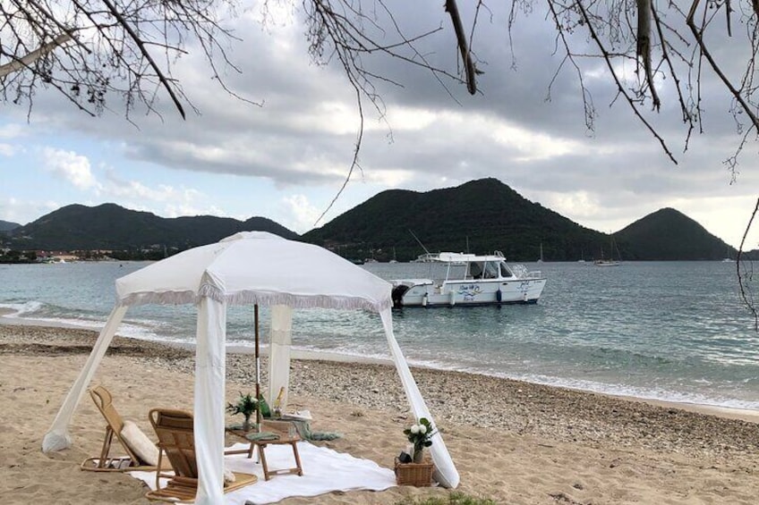 Saint Lucia Private Cabana Sunset Soirée Beach Picnic