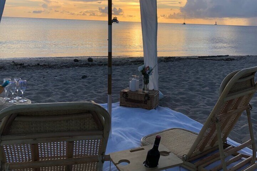 Saint Lucia Private Cabana Sunset Soirée Beach Picnic