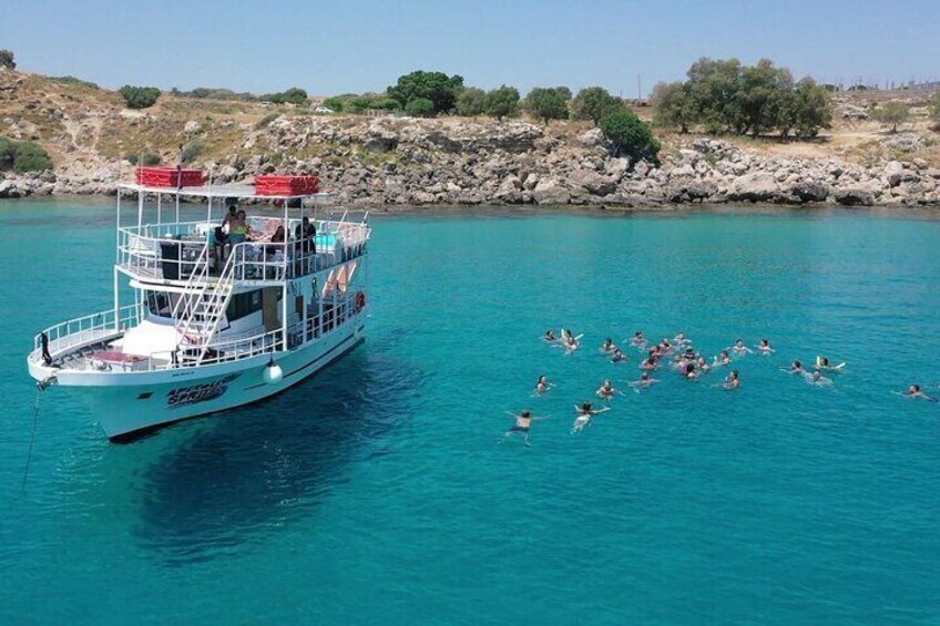 Boat Cruise in Lindos with Swim Stops and Lunch