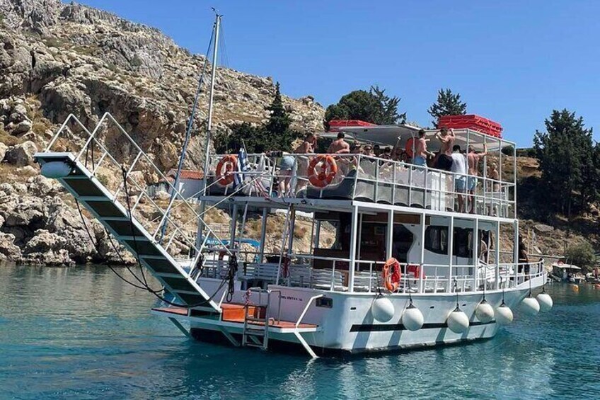 Boat Cruise in Lindos with Swim Stops and Lunch