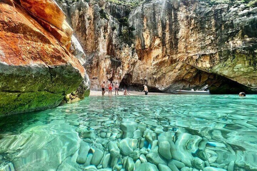 Group of friends on secret beach