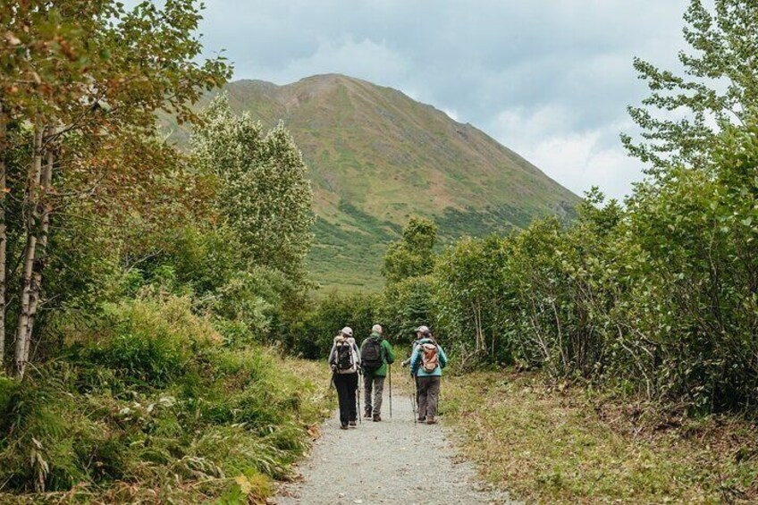 The trail for this trip is a well-maintained, gravel path in a glacial valley.