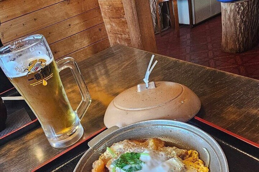 japanese lunch with beer
