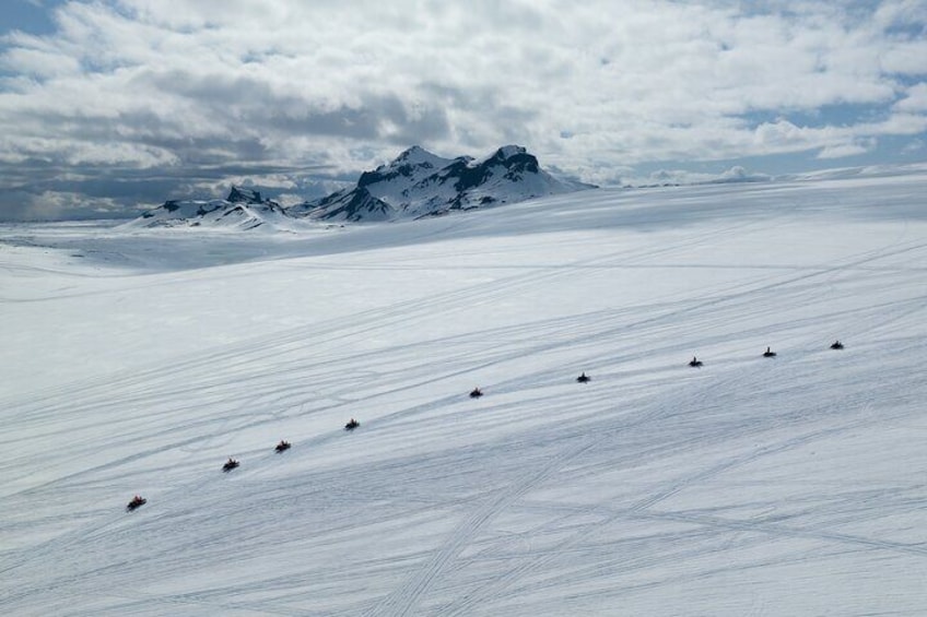 Snowmobiling on a glacier