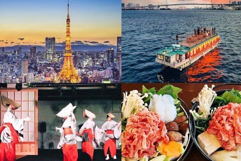 Tokyo Night Cruise&Tokyo Tower Ticket&Japanese Cabaret Show