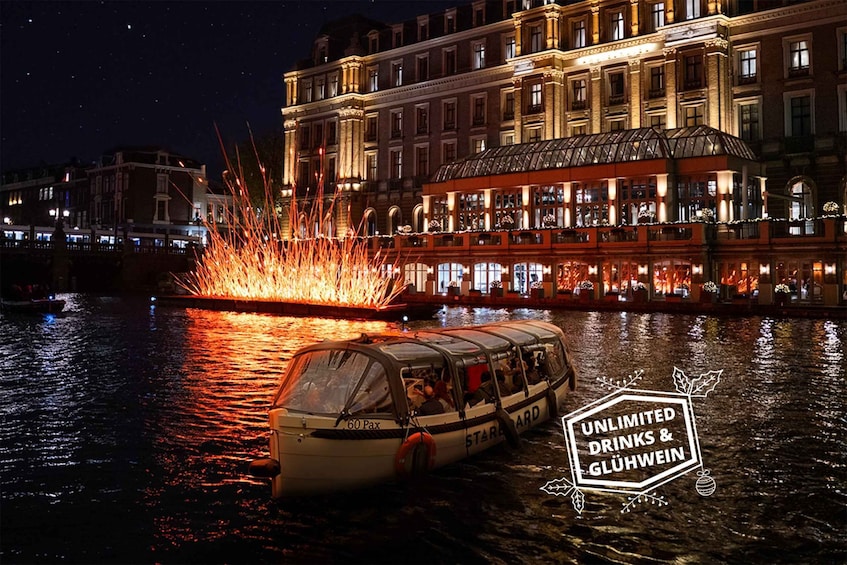 Amsterdam: Light Festival Boat with Unlimited Drinks & Bites