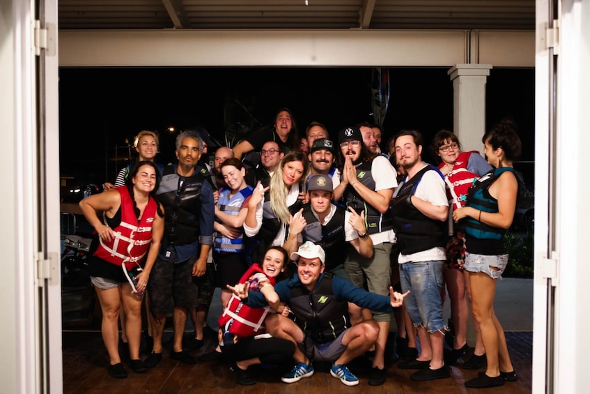 Group photo of tour group after paddleboarding