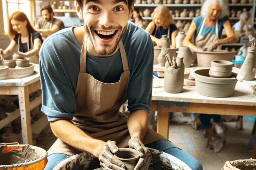 Hands at work: Creating beauty from the earth.