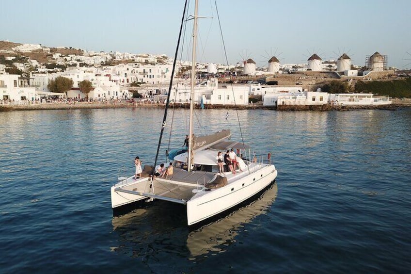 Mykonos Catamaran Sunset Semi private Cruise with transfer