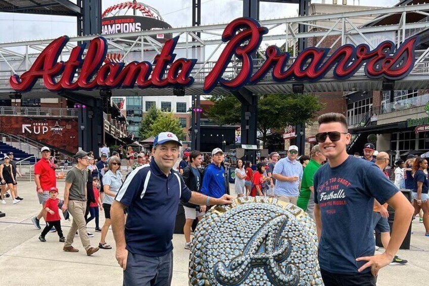 Joe and his son, Cris, at the ball park