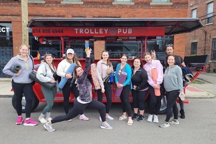 Shared Yoga and Coffee Experience On The Trolley Pub