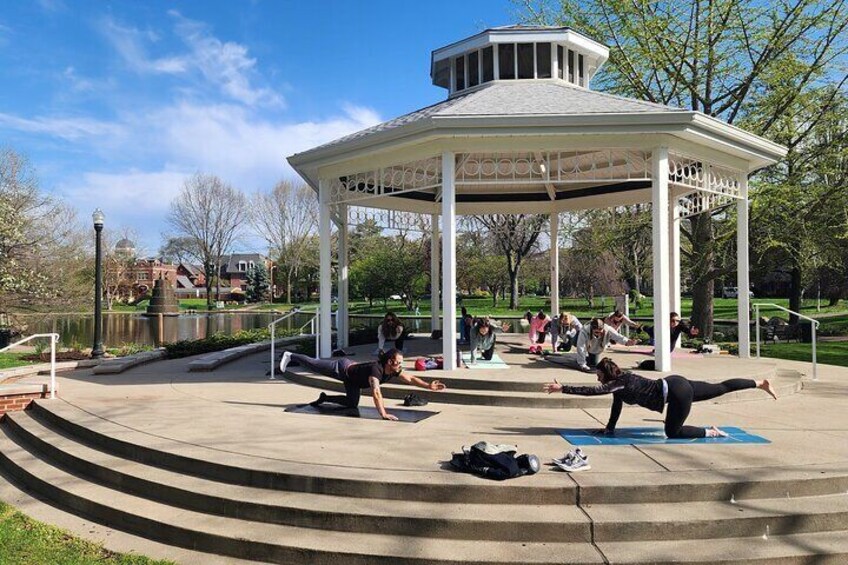 Shared Yoga and Coffee Experience On The Trolley Pub