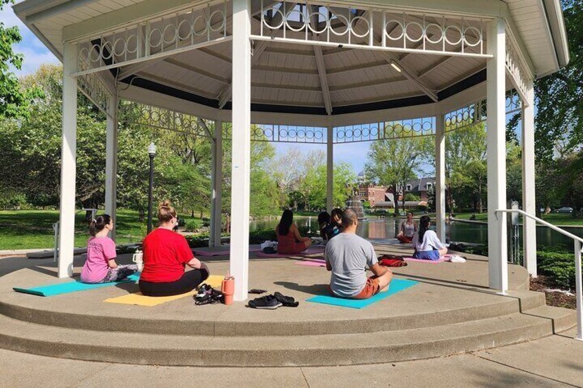 Shared Yoga and Coffee Experience On The Trolley Pub