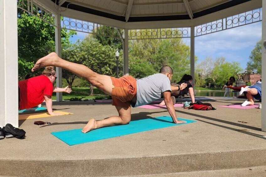 Shared Yoga and Coffee Experience On The Trolley Pub