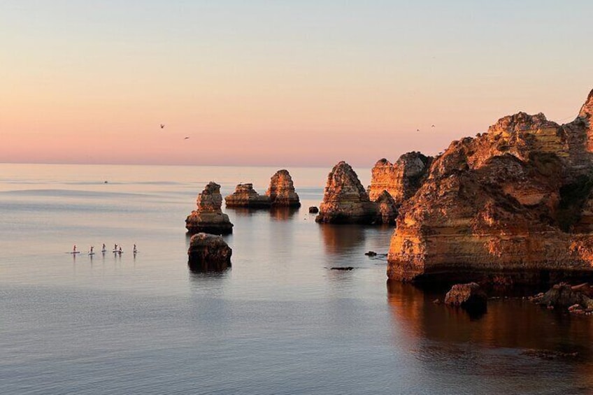 Sunrise in Lagos Ponta da Piedade Caves Paddle Boarding 