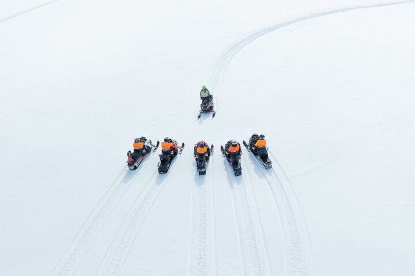 Snowmobiling on Langjökull glacier