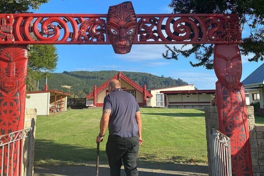 Being led onto our ancestral marae, Tauranga