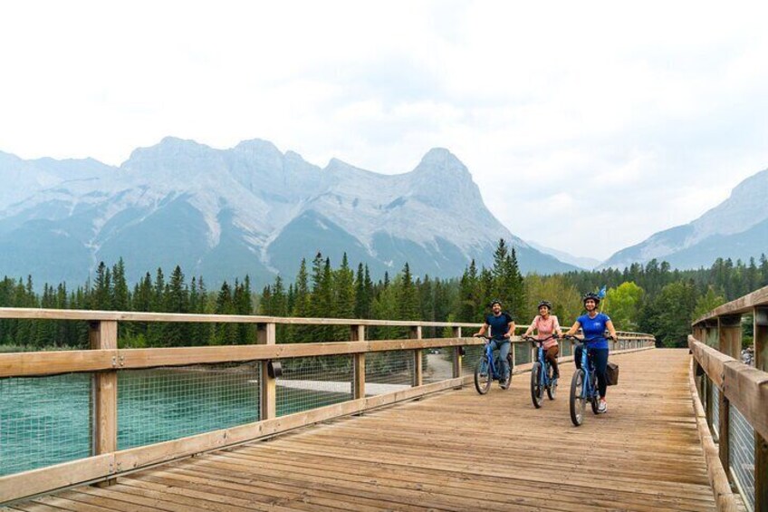 Cycling across Bow River