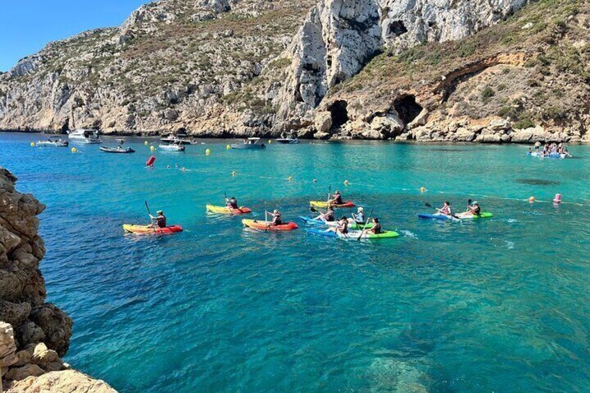  Kayak Javea Guided Cala Granadella, llop marí cave, cala en caló