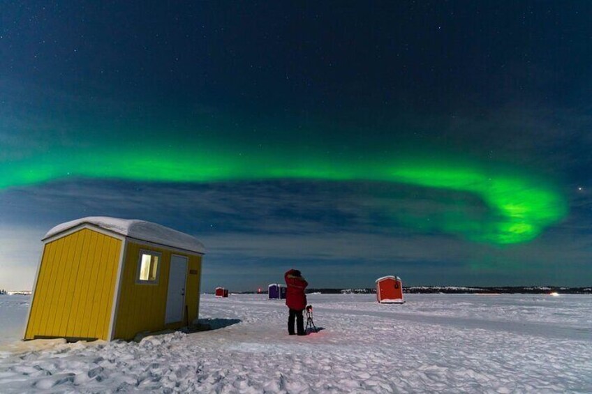 Aurora Viewing in Cozy Cabin on Great Slave Lake