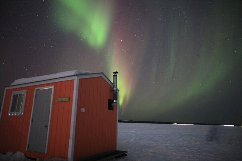 Aurora Viewing in Cozy Cabin on Great Slave Lake