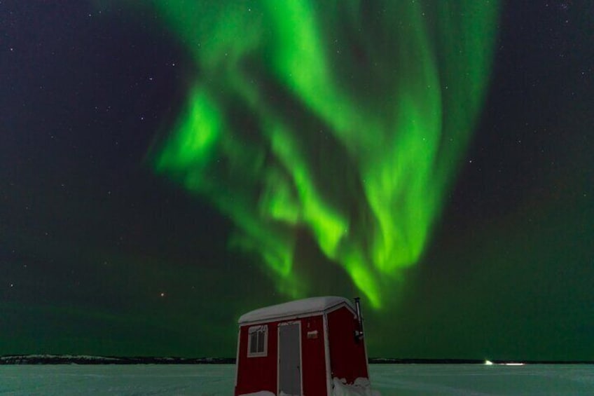 Aurora Viewing in Cozy Cabin on Great Slave Lake