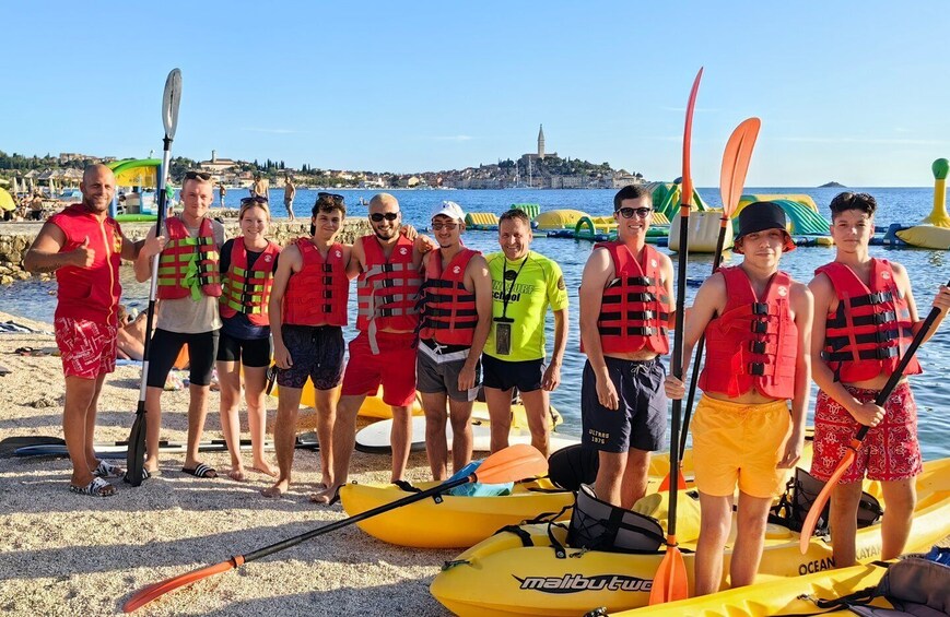 Rovinj, Porton Biondi: Kayak sunset tour with snorkeling