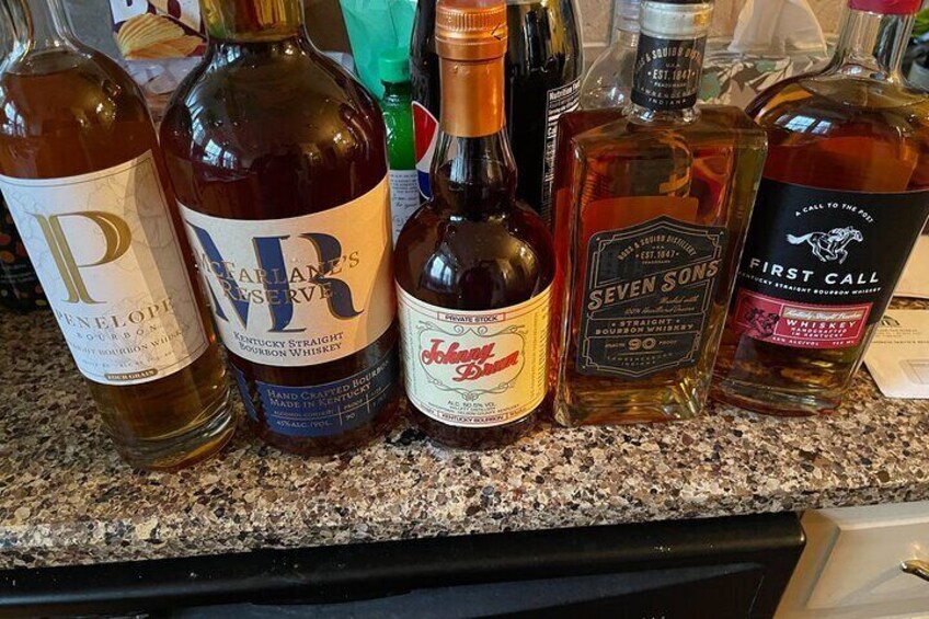 Sample Bourbons from previous Tasting