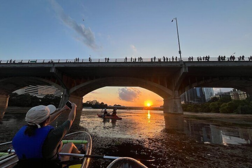 Sunset Clear Kayaking Tours in Austin, TX in Lady Bird Lake