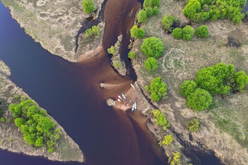 Canoe Tour under the Midnight Sun and Sunset in Rovaniemi
