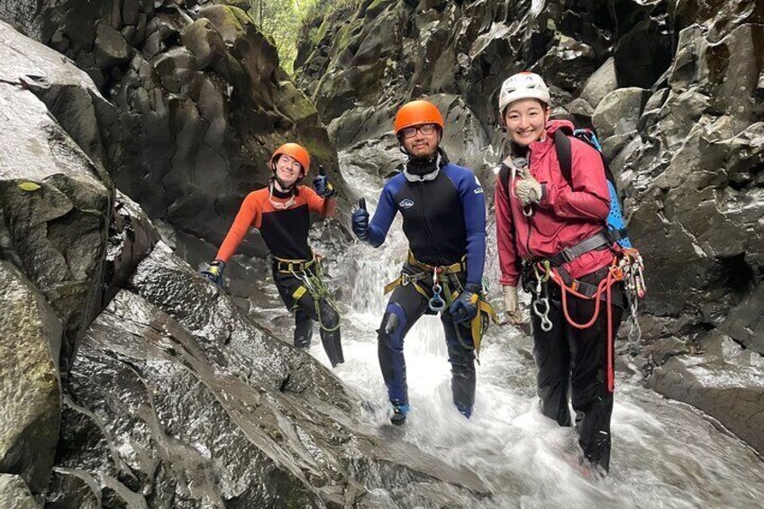 Advanced Canyoning Activity in a Miracle Lava Valley of Mt. Fuji