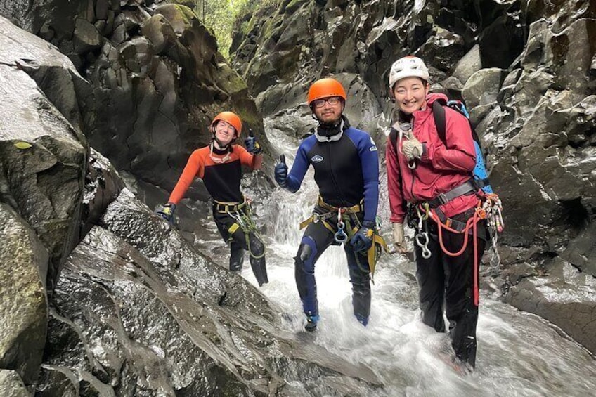Advanced Canyoning Activity in a Miracle Lava Valley of Mt. Fuji