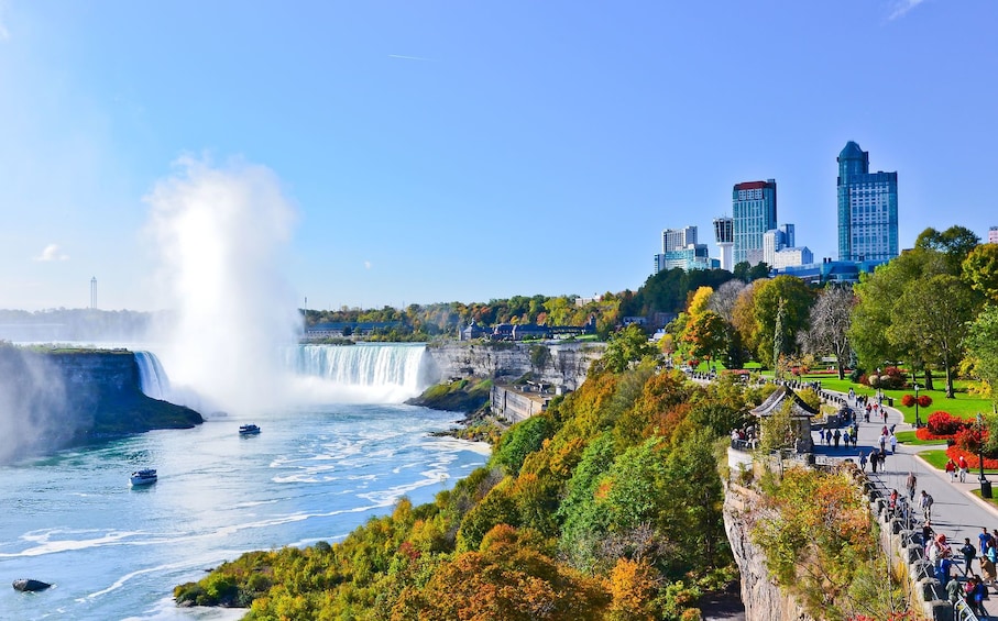 Fall colors on view in photo of Niagara Falls