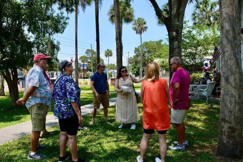 Guide pointing out local sites