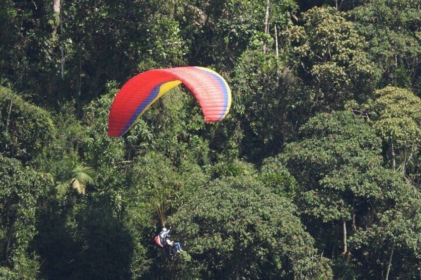 Paragliding and hammocks zipline over waterfalls private tour