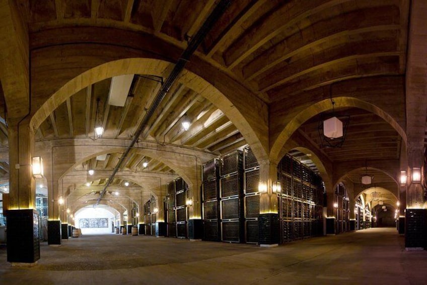 Barrel room and bottle racks