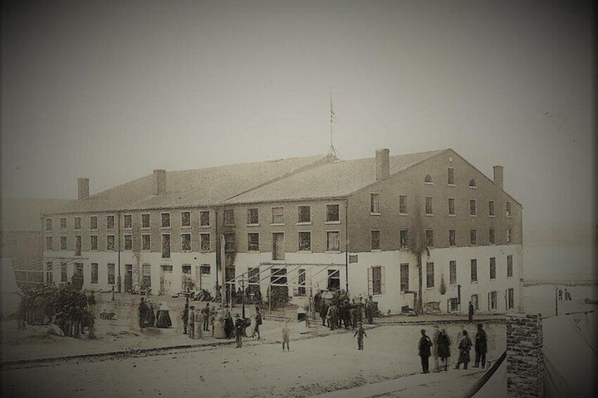 Libby Prison. Our tour starts where the building once stood.