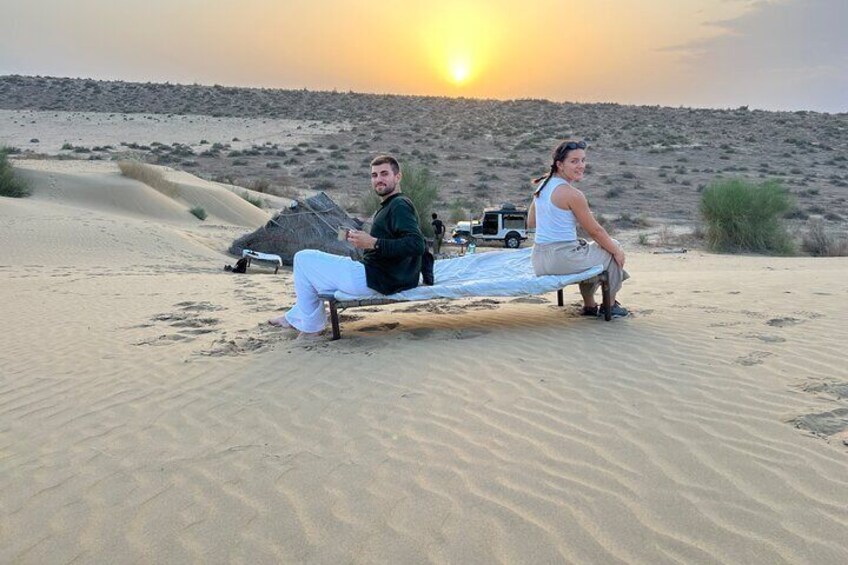 Guest enjoying sunset with Indian tea.