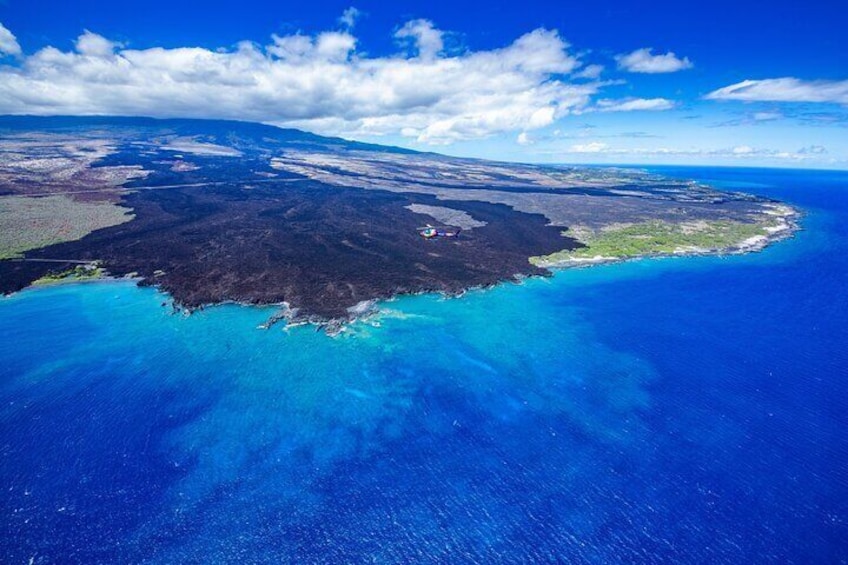 Kiholo Bay with lava flow from the Hualālai Volcano