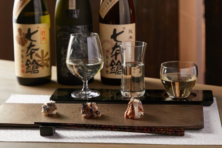 Local Food Exploring Funasushi Origin of Sushi Pared with Sake